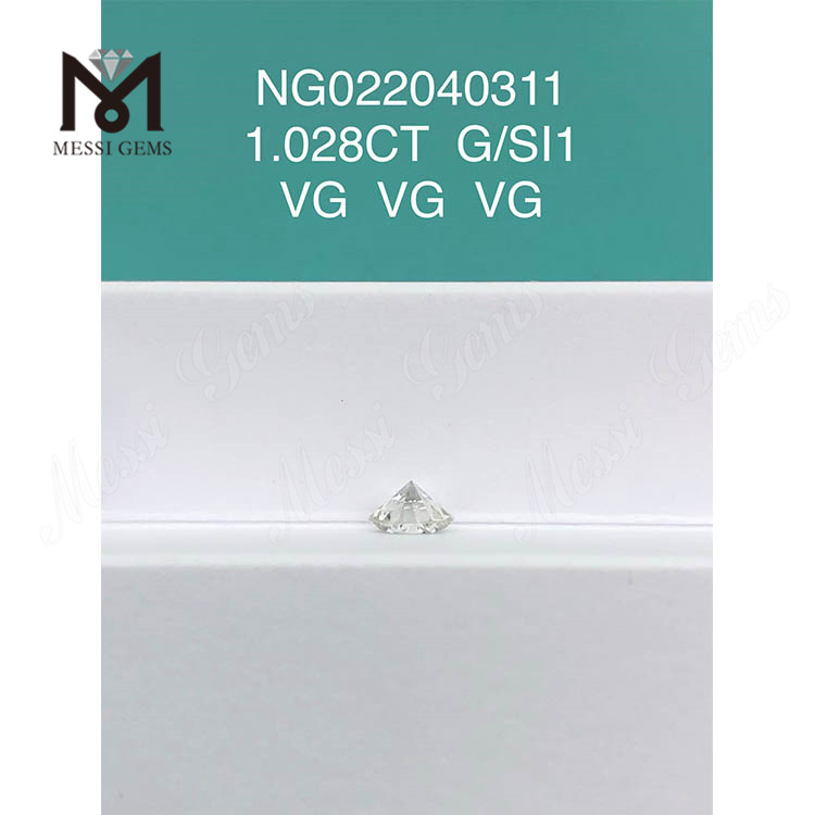 G 1.028ct SI1 diamante bianco coltivato in laboratorio rotondo EX CUT