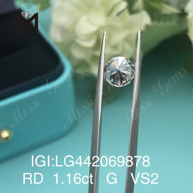 1,16 carati G VS2 Diamanti rotondi IDEAL 2EX coltivati ​​in laboratorio 1 carato