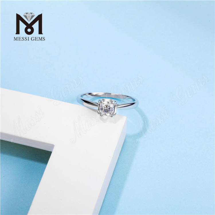 Anello in moissanite per gioielli da donna Anello in argento sterling 925 con placcatura in oro bianco 14k
