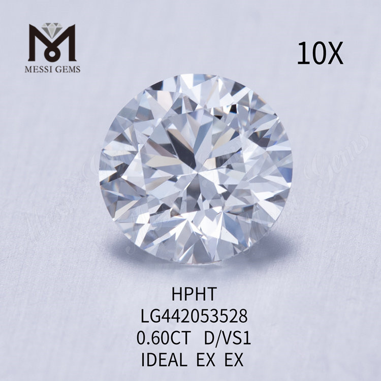 0,60 carati D VS1 Rotondo BRILLIANT IDEL Diamanti da laboratorio tagliati