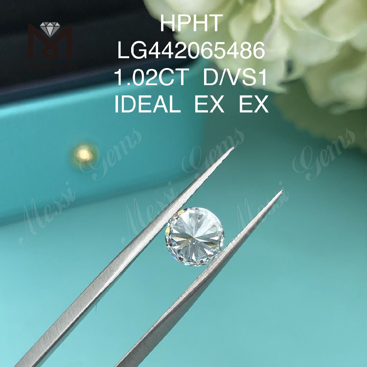 1,02 carati D VS1 Diamanti rotondi certificati coltivati ​​in laboratorio IDEALE