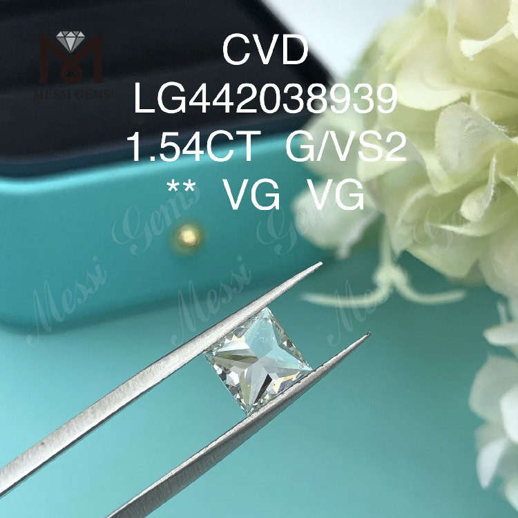 1,54 carati G VS2 creato in laboratorio diamante taglio princess VG