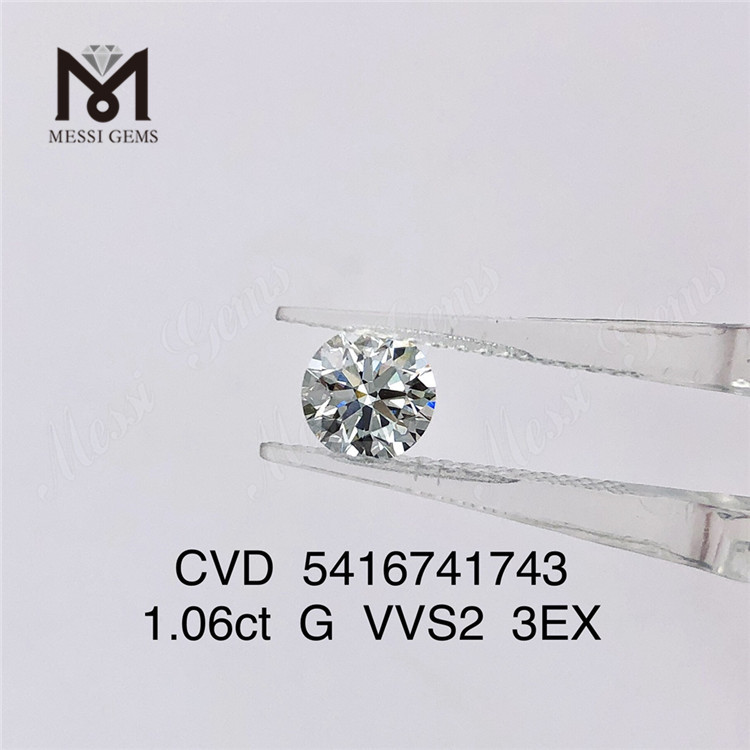 Diamante da laboratorio VVS da 1,06 ct rd G colore cvd diamante 3EX pietra preziosa in stock