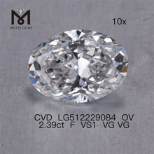 2.39ct F a buon mercato diamante da laboratorio sciolto ovale cvd diamante da laboratorio sciolto vendita