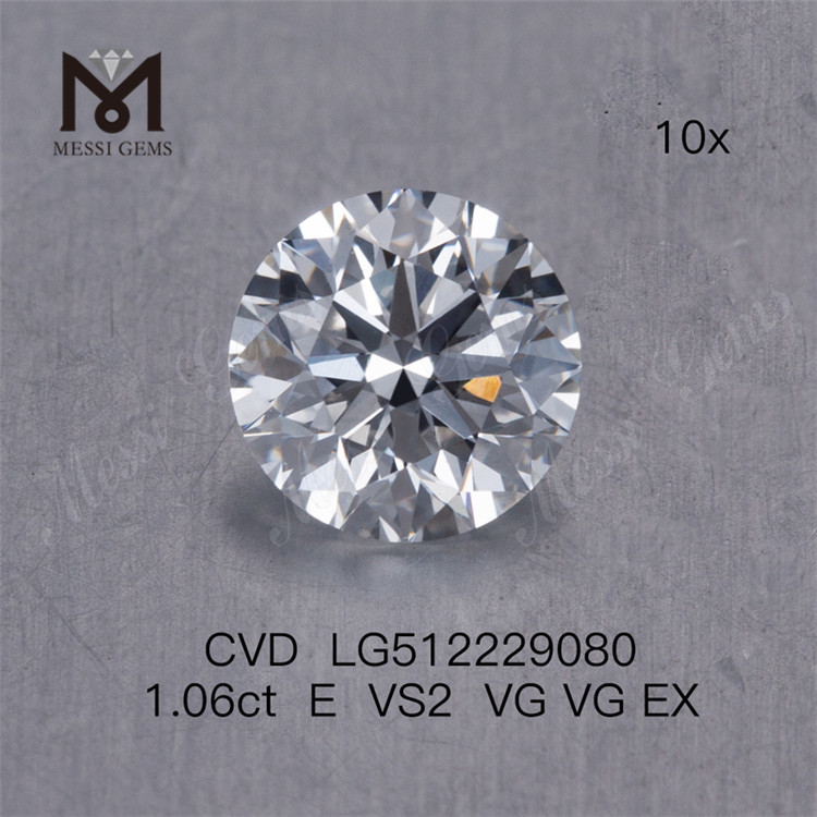 Commercio all'ingrosso di diamanti da 1,06 ct E cvd vs produttore di diamanti rotondi coltivati ​​in laboratorio EX