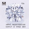 0.81CT D VVS2 3EX Lab Diamond Diamante artificiale HPHT