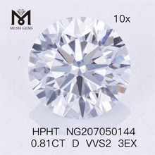 0.81CT D VVS2 3EX Lab Diamond Diamante artificiale HPHT