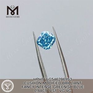 0.84CT CUSHION taglio BLU VERDESTRO VS1 VG Diamante da laboratorio VG HPHT LG546286953