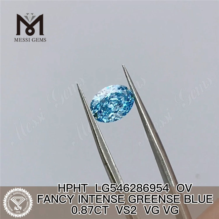 0.87CT OV FANCY INTENSE GREENSE BLUE VS2 VG VG HPHT lab diamond LG546286954