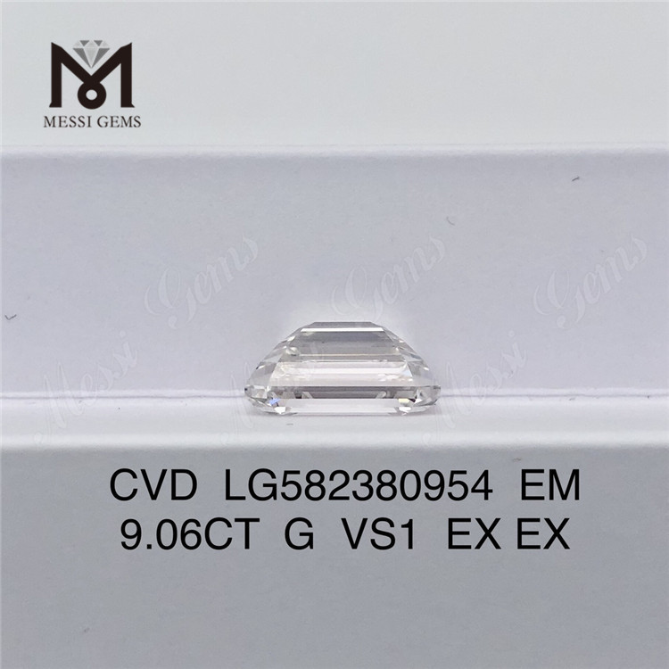 9.06CT G VS1 EM taglio EX EX smeraldo creato in laboratorio diamante CVD LG582380954