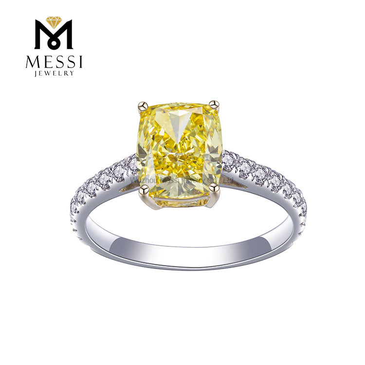 Anello in oro giallo da 2 carati con diamante da 2 carati personalizzato AU750 sciolto da 2,15 ct