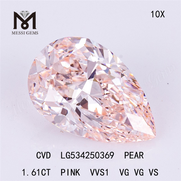 Diamante da laboratorio PERA da 1,61 ct diamante rosa da laboratorio coltivato in vendita