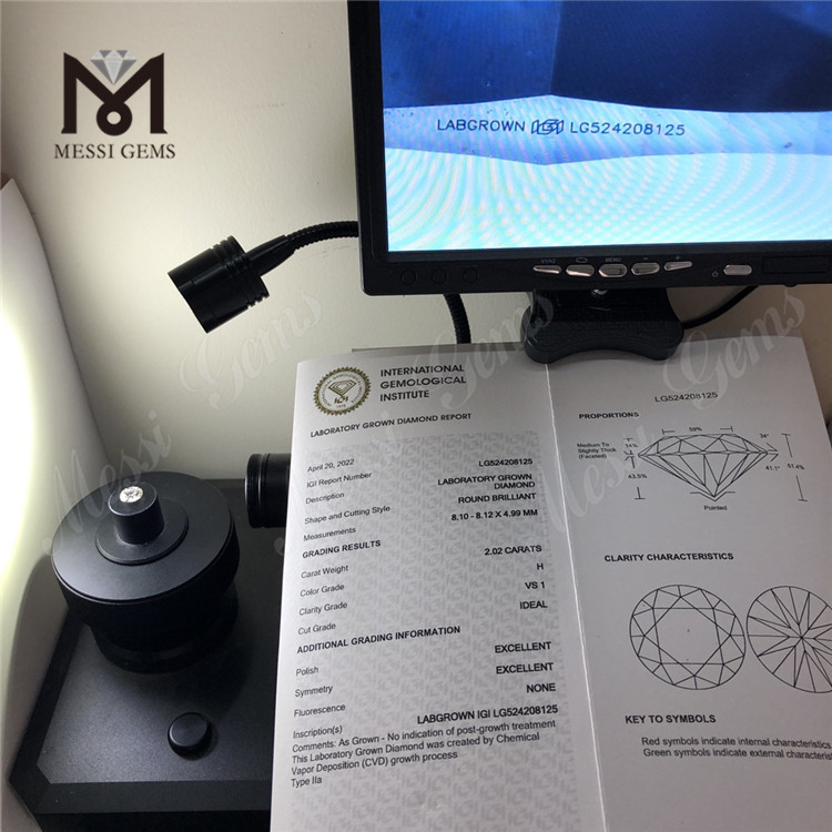 2,02 ct H VS1 Taglio brillante rotondo certificato IGI costo dei diamanti artificiali