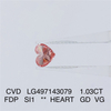 1.03CT FANCY DEEP PINK SI1 CUORE GD VG diamante da laboratorio CVD LG497143079