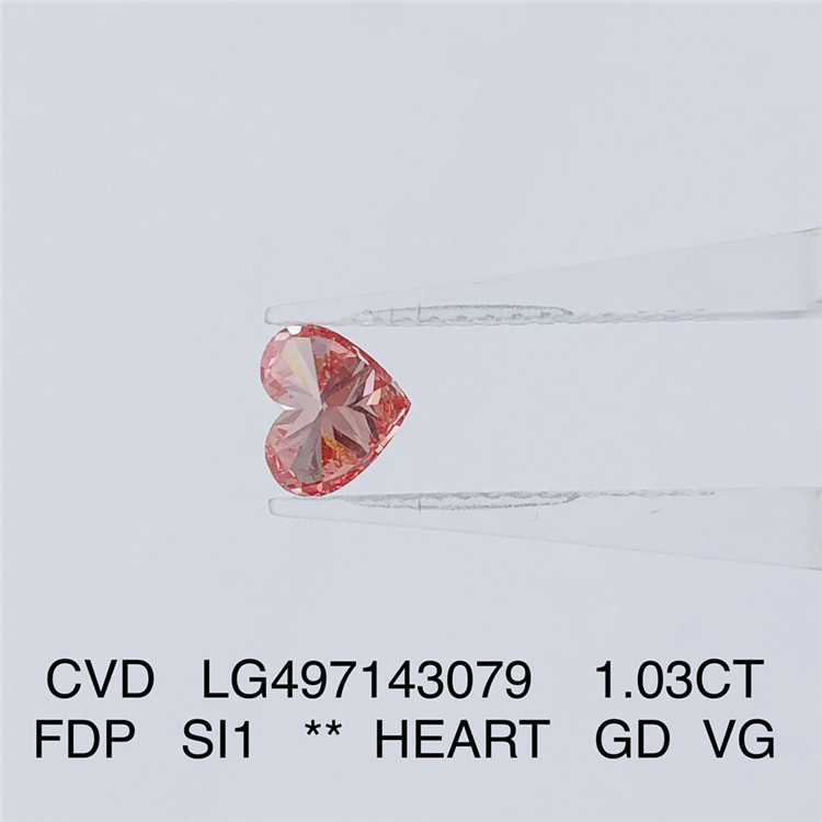 1.03CT FANCY DEEP PINK SI1 CUORE GD VG diamante da laboratorio CVD LG497143079