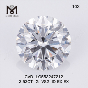 3.53CT G VS2 ID EX EX diamante coltivato in laboratorio Diamanti sintetici sciolti a taglio rotondo IGI