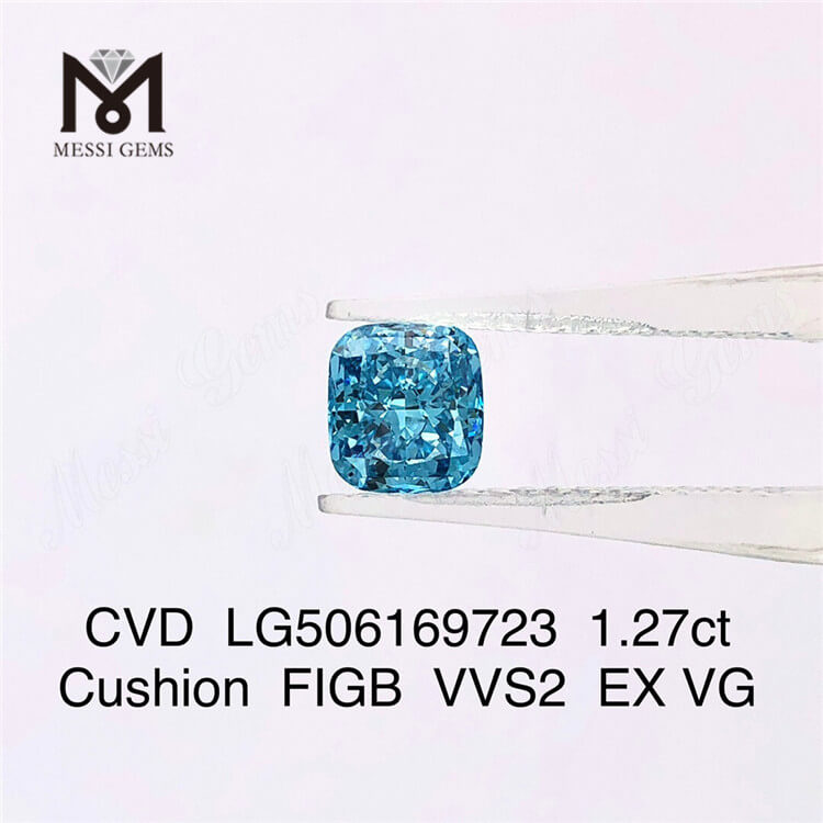Diamanti VVS Lab taglio cuscino blu FIG da 1,27ct 6,55X5,93X3,97MM