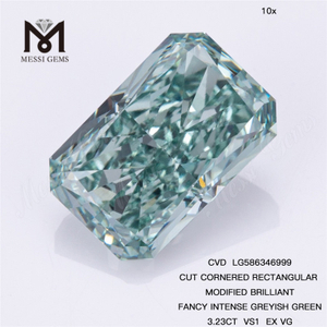 3.23CT VS1 EX VG TAGLIO ANGOLARE RETTANGOLARE Fancy Green Lab Diamond Cvd LG586346999 