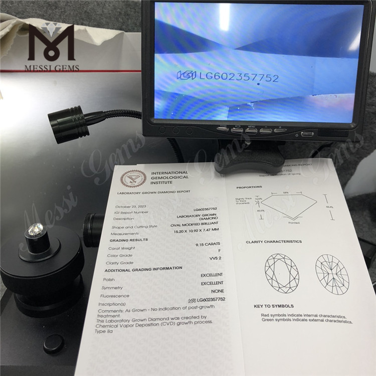 9.15CT F VVS2 EX EX diamanti creati in laboratorio cvd OV LG602357752