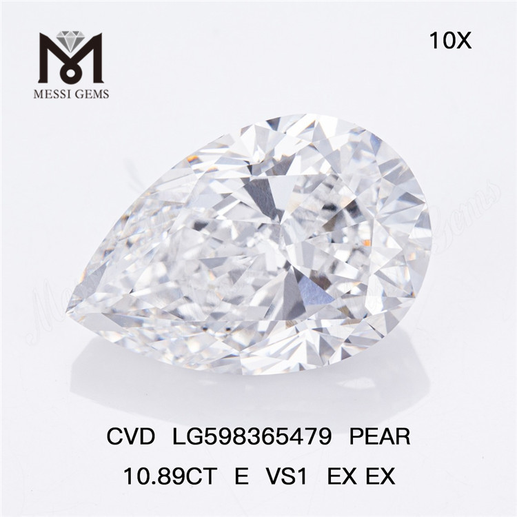 10.89CT E VS1 EX EX PEAR Diamanti creati dall'uomo in massa CVD LG598365479丨Messigems