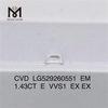 Diamanti classificati IGI a forma di smeraldo da 1,43CT E VVS1 per design distintivi丨Messigems CVD LG529260551