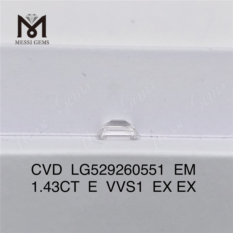 Diamanti classificati IGI a forma di smeraldo da 1,43CT E VVS1 per design distintivi丨Messigems CVD LG529260551