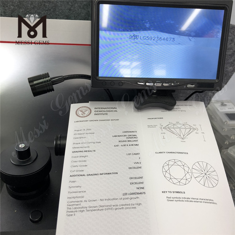 Diamanti HPHT coltivati ​​in laboratorio F VVS2 3EX da 1,07 CT LG592364673