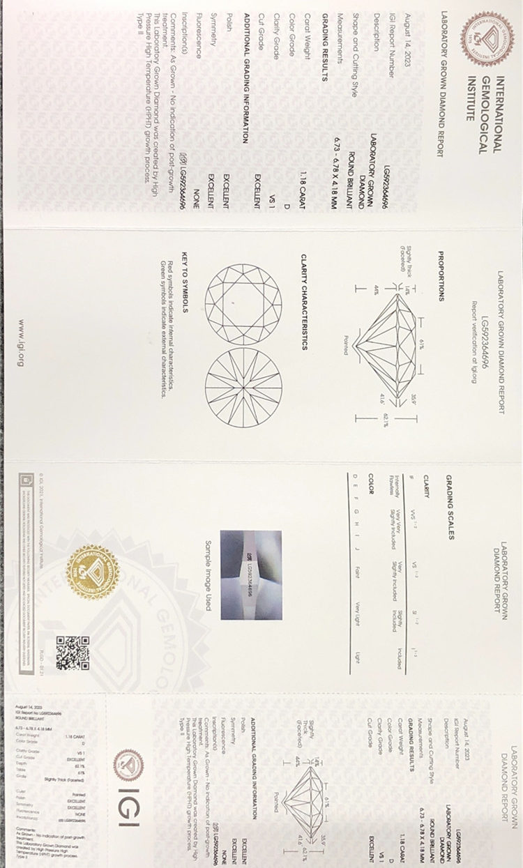 Certificato di diamanti sciolti hpt