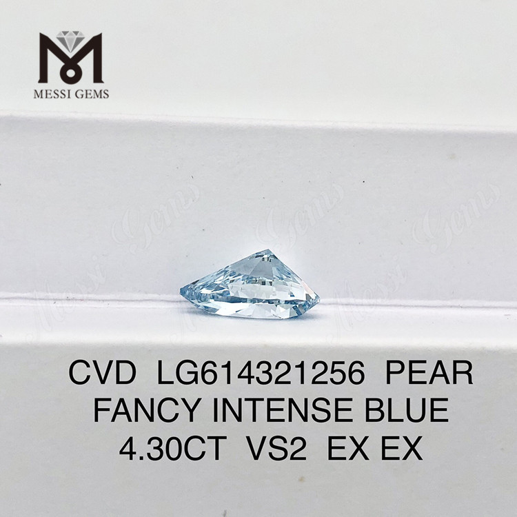 4.30CT PEAR miglior diamante simulato VS2 FANCY INTENSE BLUE丨Messigems CVD LG614321256 
