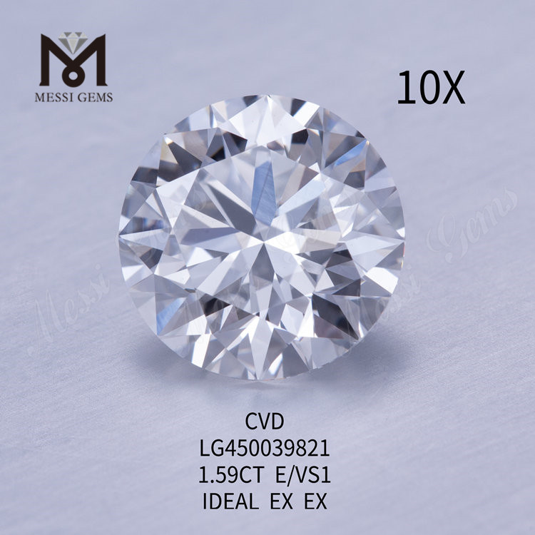 1,59 carati E VS1 Diamante rotondo IDEL CUT creato in laboratorio CVD