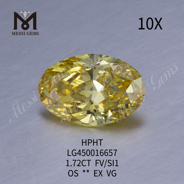 Diamante coltivato in laboratorio SI1 taglio brillante ovale FVY da 1,72 ct