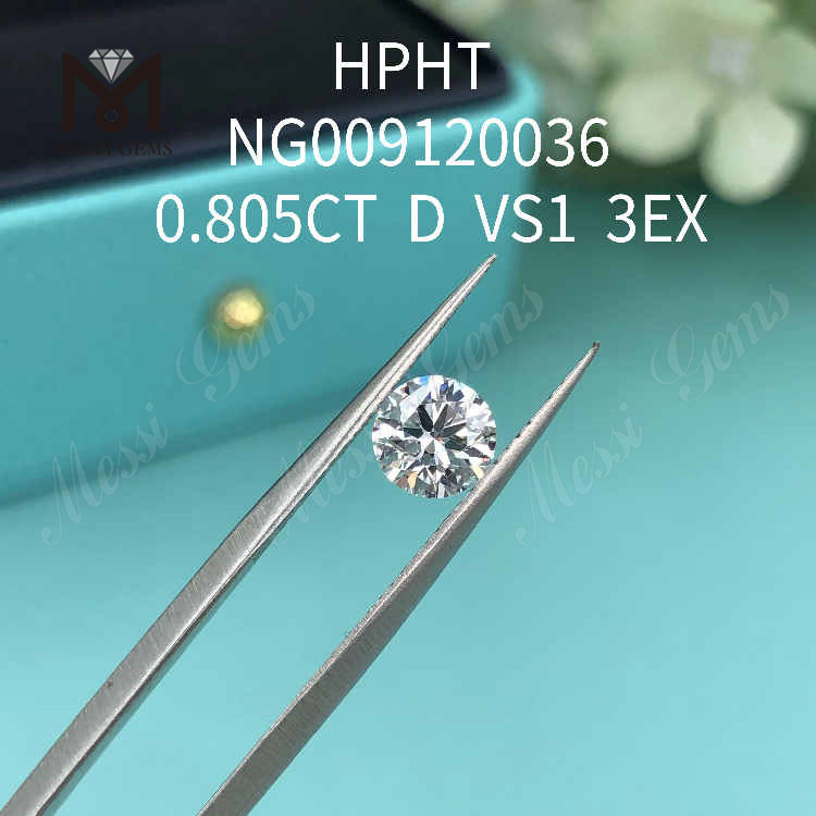 0.805 carati D VS1 diamante rotondo sciolto creato in laboratorio 3EX