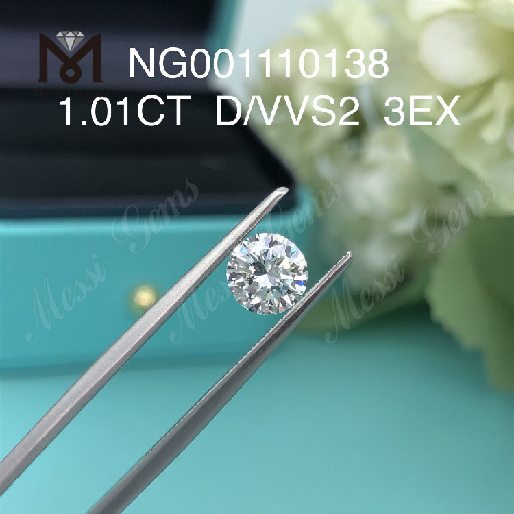 Diamante coltivato in laboratorio VVS2 D RD da 1,01 ct EX Cut Grade