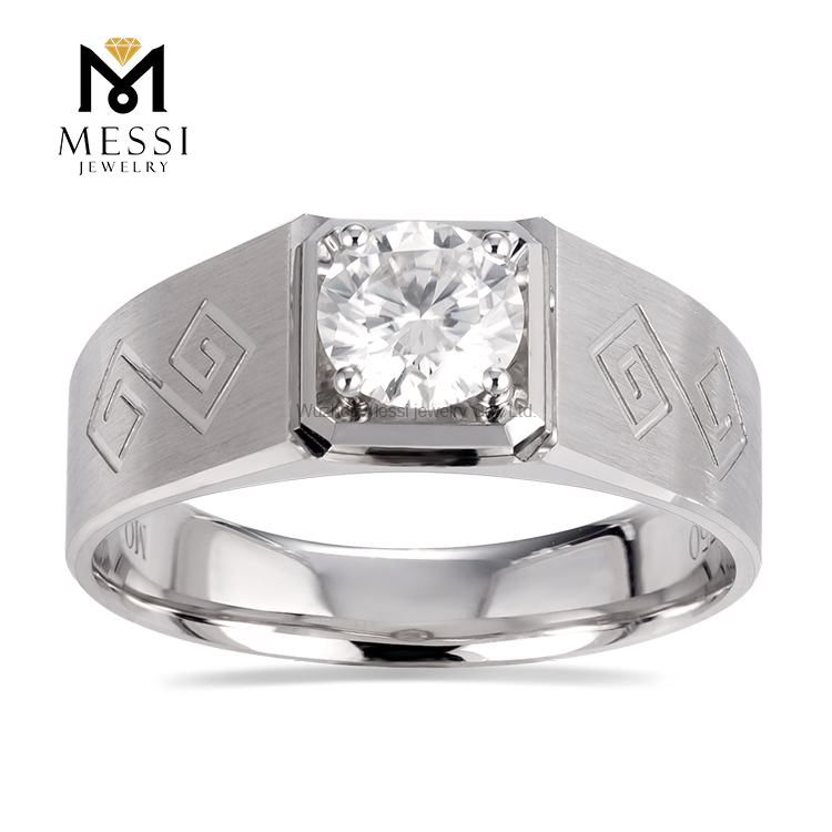 Anello da uomo fashion moissanite in oro bianco 1 carato
