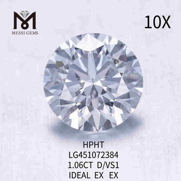 Diamante artificiale D da 1,06 ct VS RD diamante sciolto coltivato in laboratorio HPHT