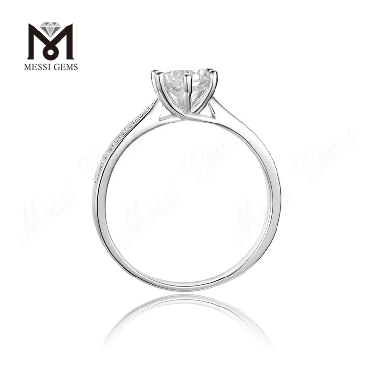 Anello da donna in argento sterling 925 con diamante moissanite da 1,5 carati con pietra singola Messi Gems