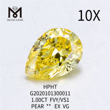1ct FVY VS1 diamante coltivato da laboratorio con taglio PEAR EX