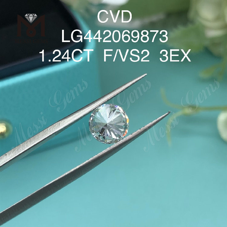 1,24 carati F VS2 ECCELLENTE Diamante rotondo IDEALE realizzato in laboratorio
