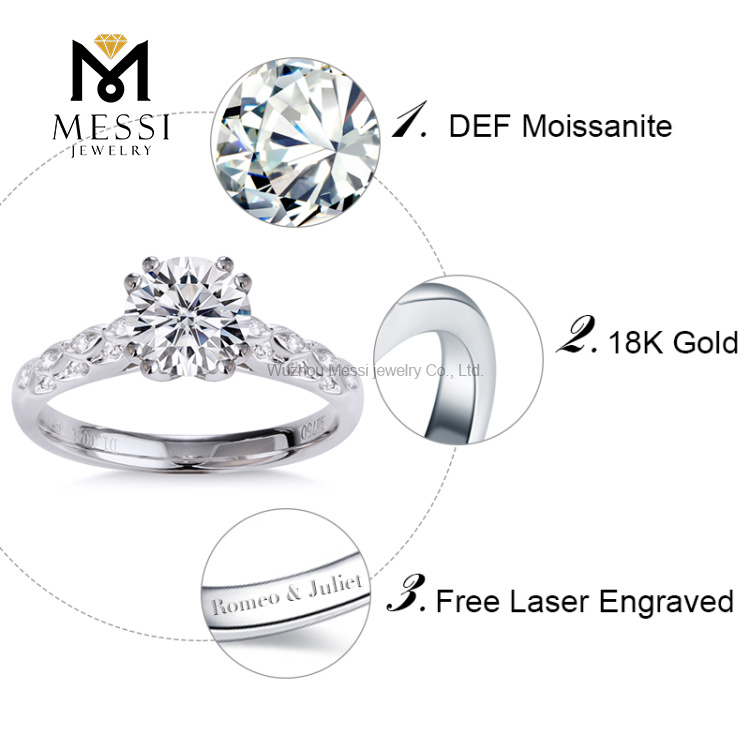 Messi Gold Jewelry 14k 18k anelli gioielli in oro bianco con montatura a 8 poli