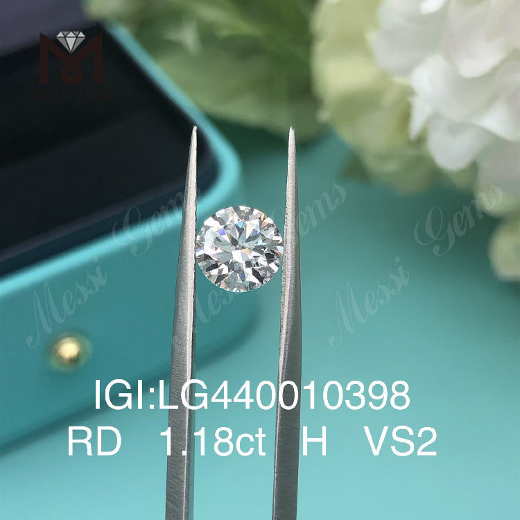 Diamante rotondo da 1,18 carati H VS2 3EX coltivato in laboratorio 