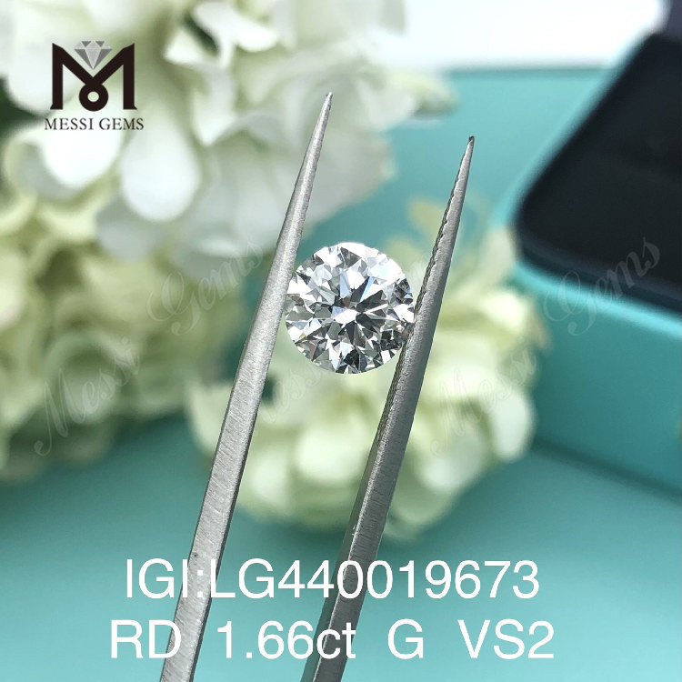 1,66 carati G VS2 IDEAL Diamante rotondo coltivato in laboratorio