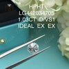 1,03 carati D VS1 IDEAL EX EX Diamanti rotondi realizzati dall\'uomo