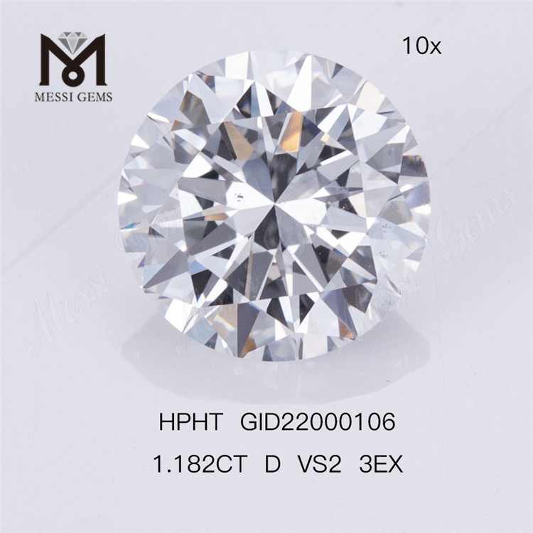 1.182CT RD D 3EX Diamante coltivato in laboratorio HPHT VS2 diamante artificiale