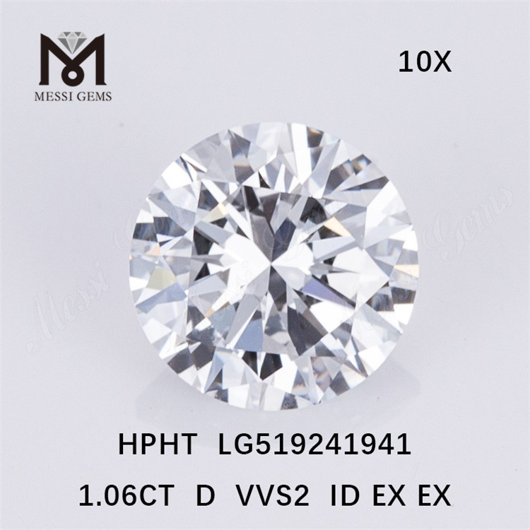 Diamanti sintetici VVS da 1,06 ct Diamante da laboratorio a colori HPHT D taglio Ronnd in stock