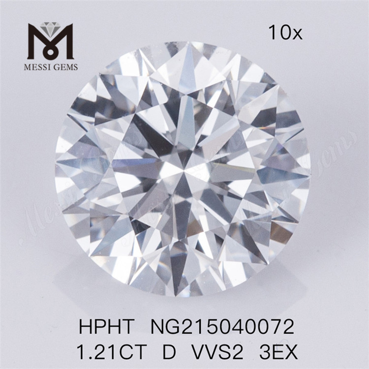 Diamante sintetico HPHT 1.21CT D VVS2 3EX taglio rotondo
