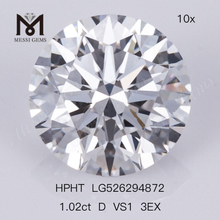 Diamante sintetico HPHT da 1,02 ct D VS1 3EX Prezzo di fabbrica del diamante sintetico