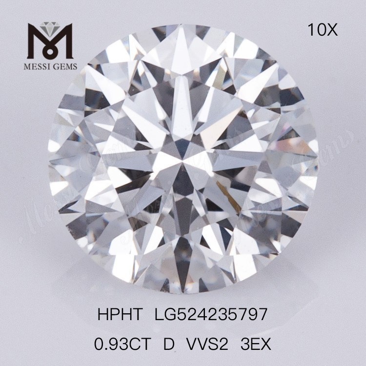 0,93 ct D rotondo Gemma sciolta VVS2 Diamante sintetico 3EX