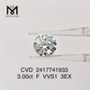 3CT F lab diamond 3EX diamante cvd coltivato in laboratorio a forma rotonda in vendita