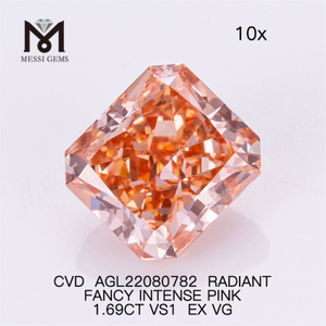 1.69CT FANCY INTENSE PINK VS1 EX VG RADIANT diamante da laboratorio CVD AGL22080782