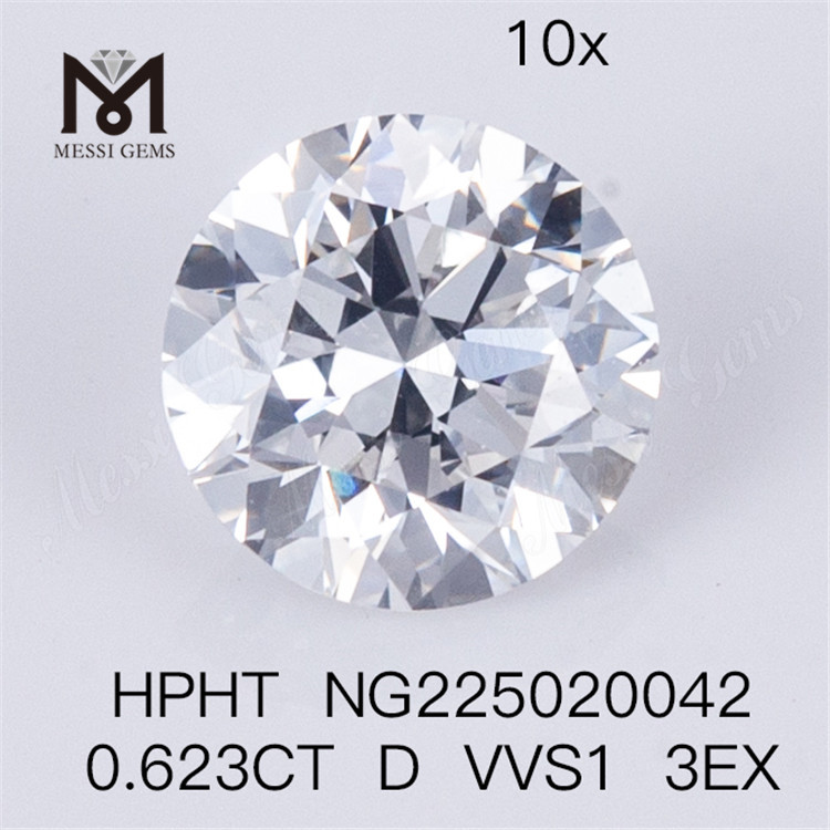 Diamante da laboratorio a forma rotonda HPHT 0,623 CT D VVS1 3EX Diamante artificiale